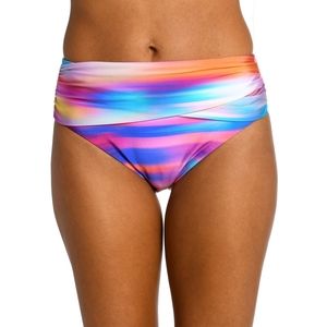 NWT Women's La Blanca Island Goddess Mid Waist Sash Band Swim Bottoms 4 Sunset